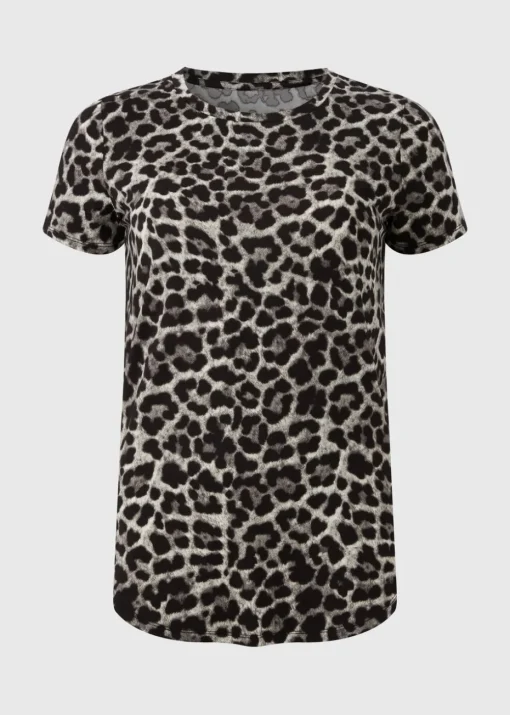 Souluxe Brown Leopard Print Longline T-Shirt