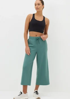 Souluxe Green Wide Leg Cropped Jogging Bottoms