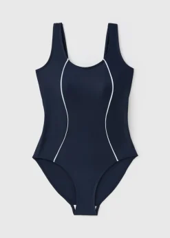 Souluxe Navy Piped Sports Swimsuit