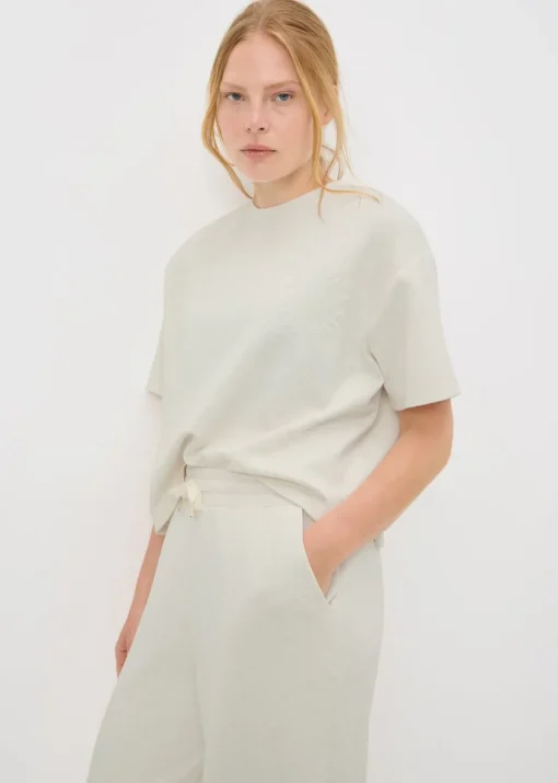 Souluxe Oatmeal Embossed Co Ord T-Shirt