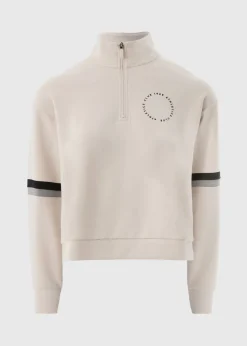 Souluxe Stone Stripe Slogan Half Zip Top