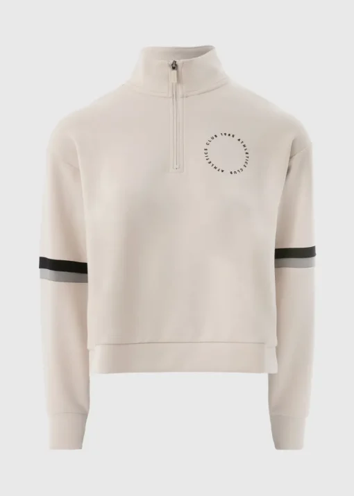 Souluxe Stone Stripe Slogan Half Zip Top