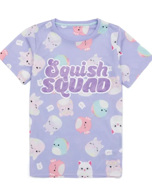 Squishmallows Kids Purple Short Sleeve Long Leg Pyjama Set (5 - 14 Years)