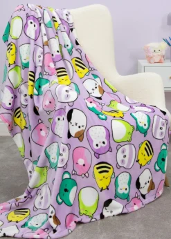 Squishmallows Purple Playful Fleece Colorful  Throw
