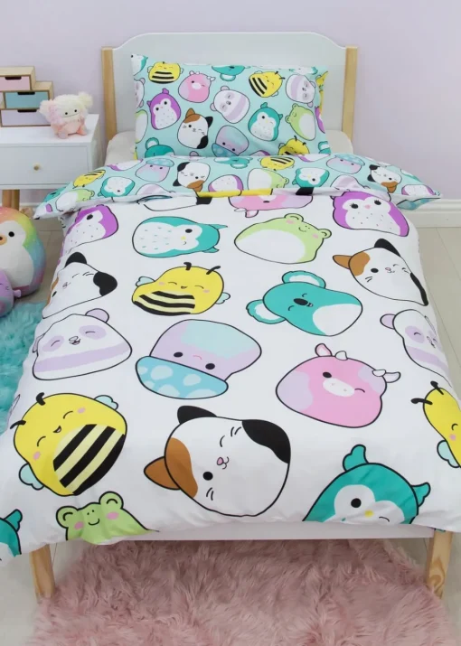 Squishmallows White Happy Brushed Microfiber Duvet Cover Set