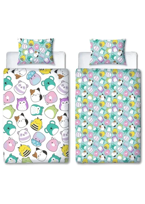 Squishmallows White Happy Brushed Microfiber Duvet Cover Set