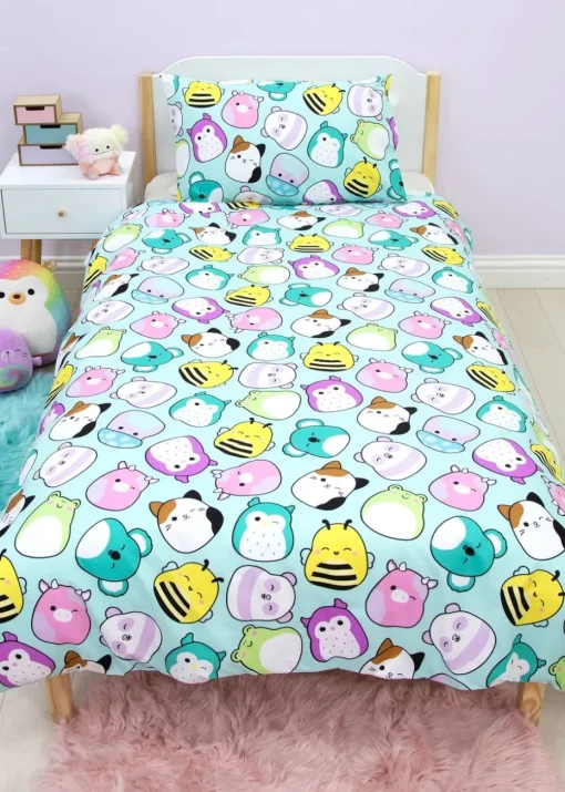 Squishmallows White Happy Brushed Microfiber Duvet Cover Set