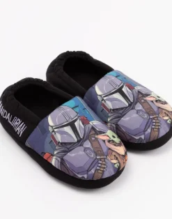 Star Wars Black The Mandalorian Kids Slippers (12-5 Older)