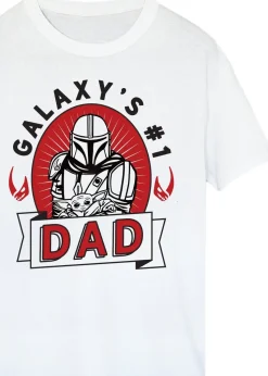 Star Wars The Mandalorian Dad Galaxy Men White Graphic T-Shirt