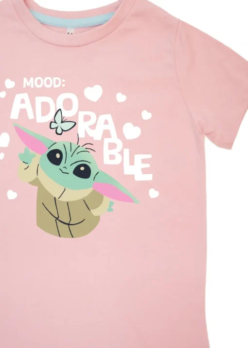 Star Wars The Mandalorian Adorable Kids Baby Pink Hearts Pyjamas (3-8 Years)