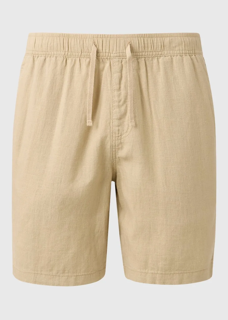 Stone Linen Blend Drawcord Co Ord Shorts