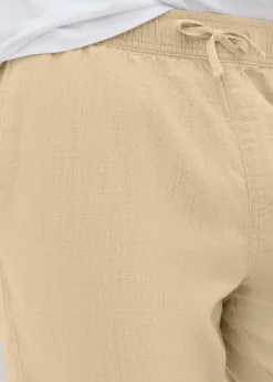 Stone Linen Blend Drawcord Co Ord Shorts