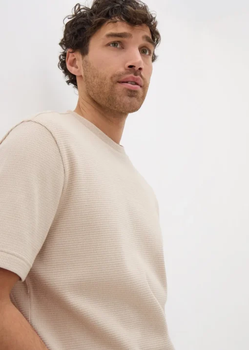 Stone Waffle Textured T-Shirt