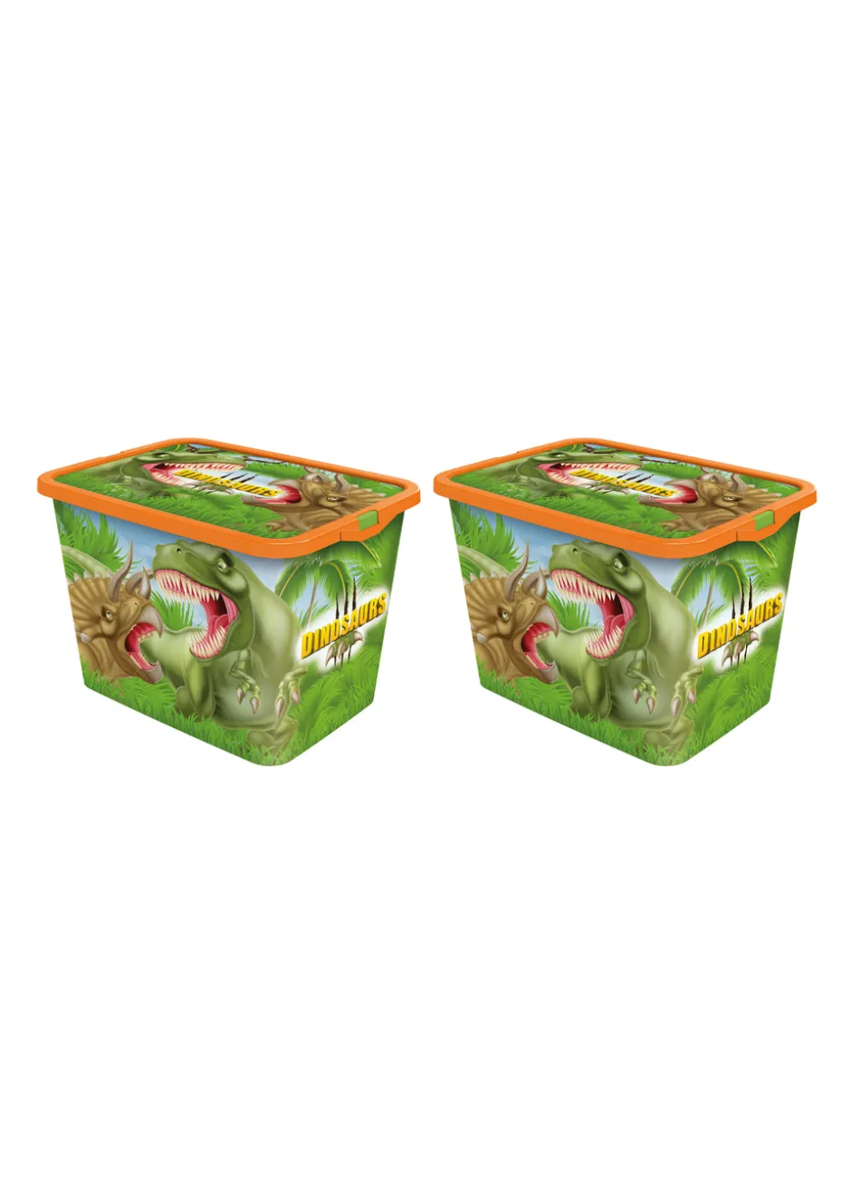 Stor Dinosaur Storage Boxes 23L - Set of 2