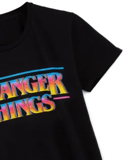 Stranger Things Mens Black Retro Logo T-Shirt