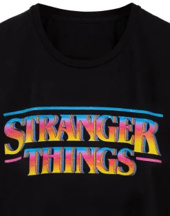 Stranger Things Mens Black Retro Logo T-Shirt