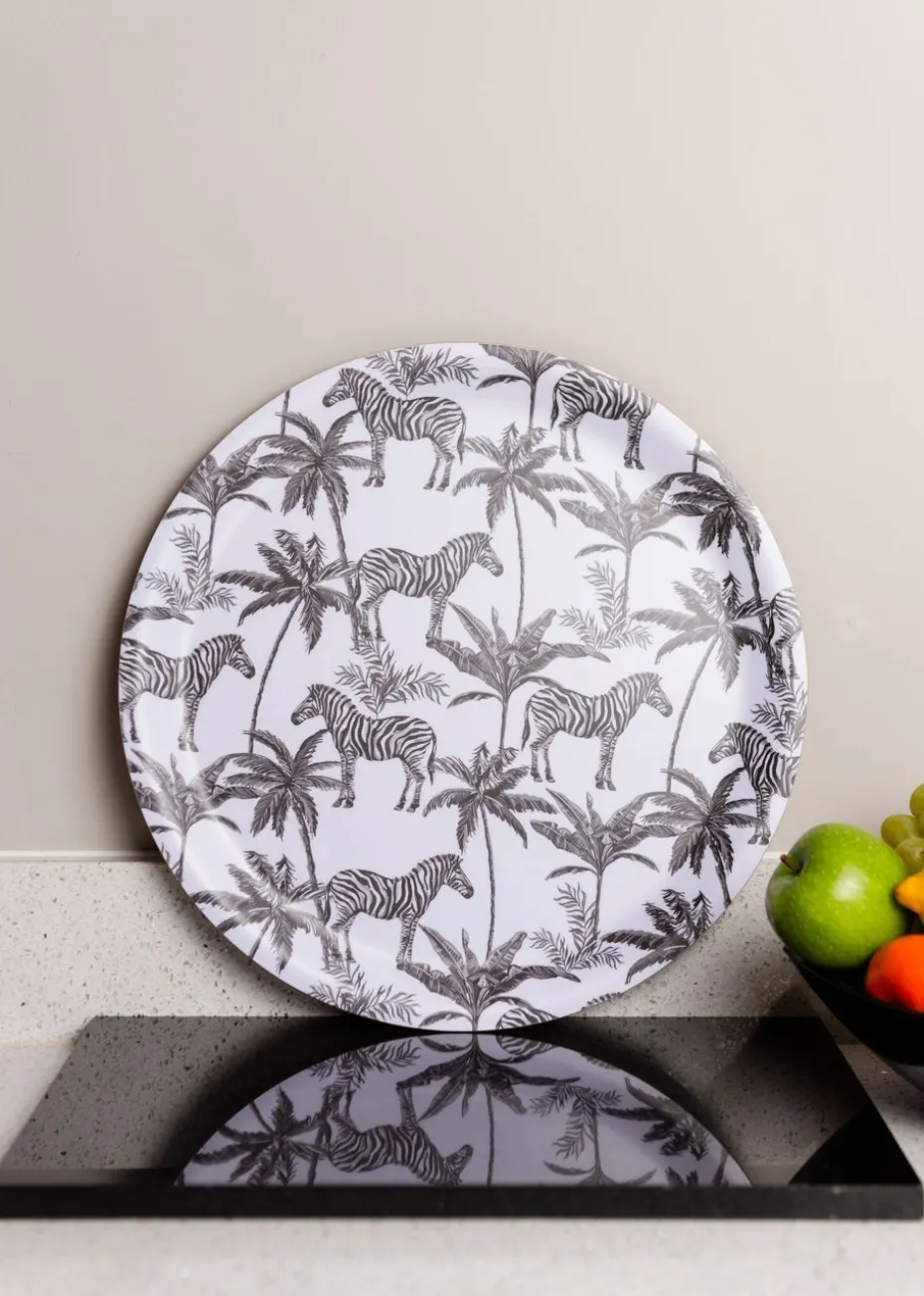 Summerhouse by Navigate Black & White Madagascar Large Round Zebra Tray