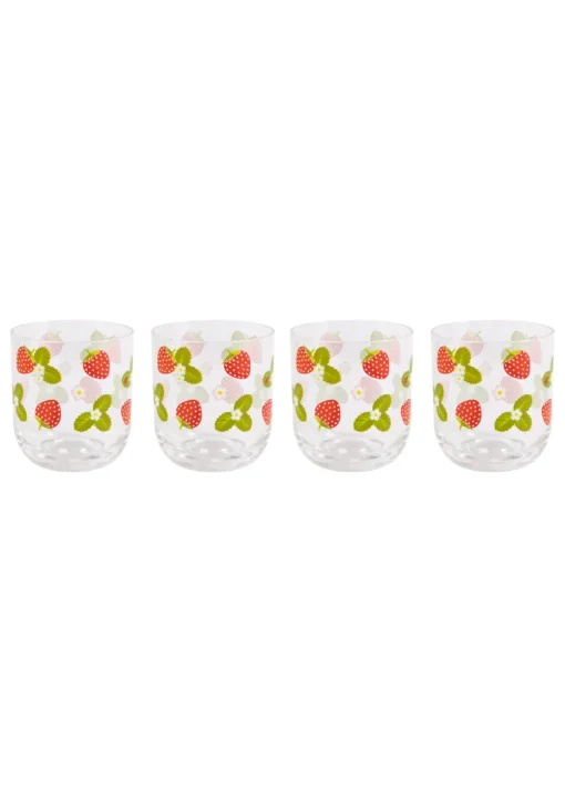 Summerhouse by Navigate Strawberries & Cream Decorated Tumblers (Set of 4)