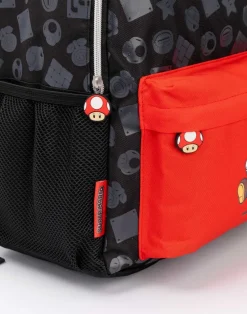 Super Mario All Over Print Black Backpack