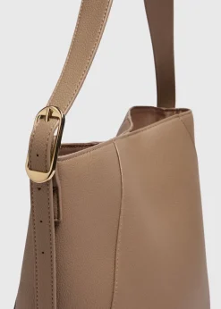 Tan Bucket Tote Bag