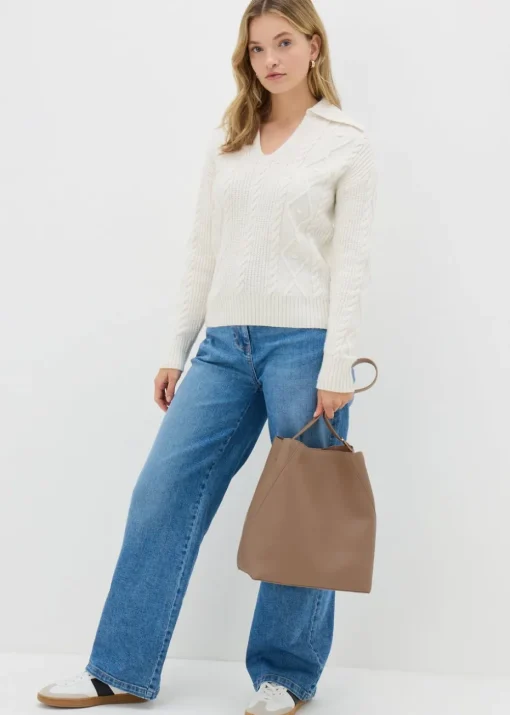 Tan Bucket Tote Bag