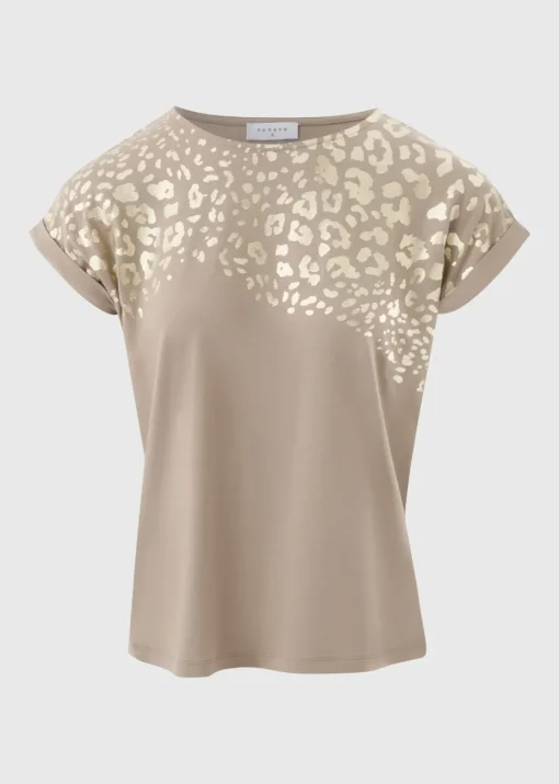 Taupe Animal Foil Print T-Shirt