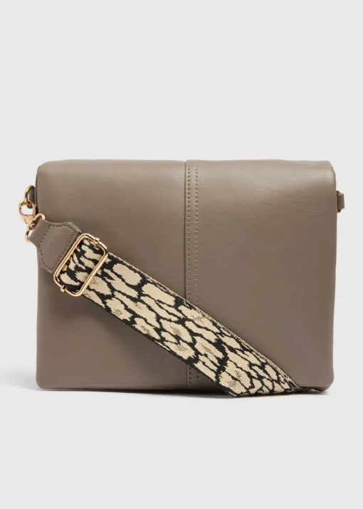 Taupe Leopard Strap Handbag