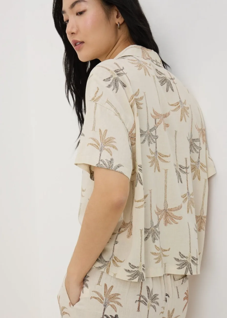 Taupe Linen Blend Palm Shirt
