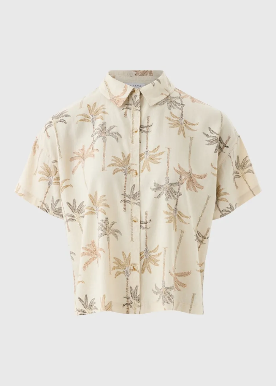Taupe Linen Blend Palm Shirt