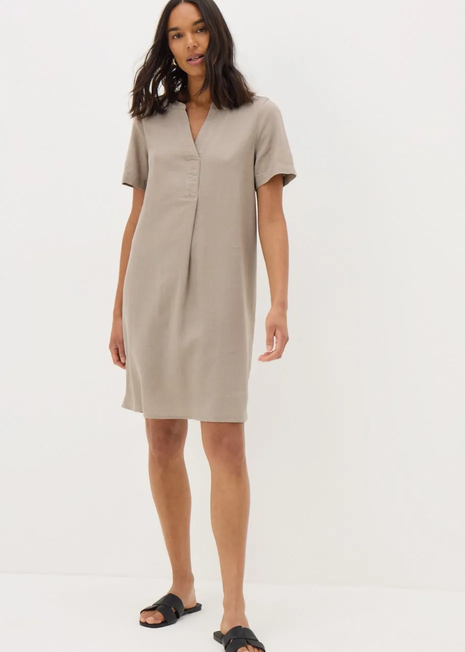Taupe Linen Blend Shift Dress