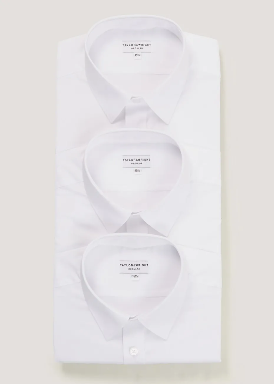 Taylor & Wright 3 Pack White Easy Care Regular Fit Shirts
