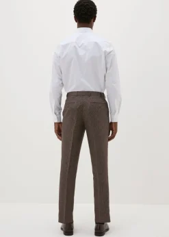 Taylor & Wright Brown Puppytooth Slim Fit Flexi Waist Trousers
