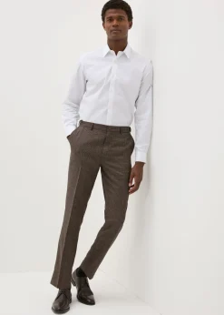 Taylor & Wright Brown Puppytooth Slim Fit Flexi Waist Trousers