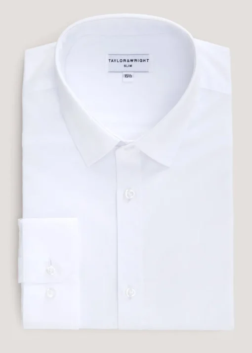 Taylor & Wright White Easy Care Slim Fit Shirt