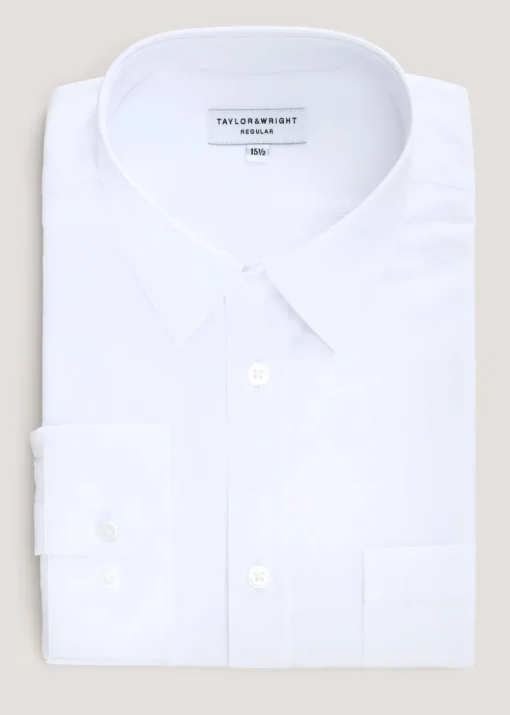 Taylor & Wright White Easy Care Regular Fit Long Sleeve Shirt