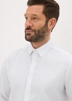 Taylor & Wright White Polka Dot Regular Fit Shirt