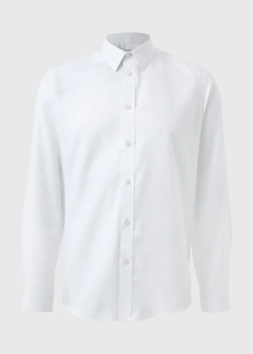 Taylor & Wright White Polka Dot Regular Fit Shirt