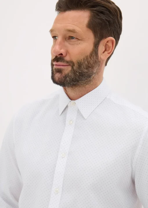 Taylor & Wright White Polka Dot Regular Fit Shirt