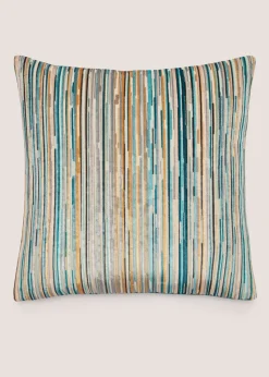 Teal Stripe Velvet Cushion