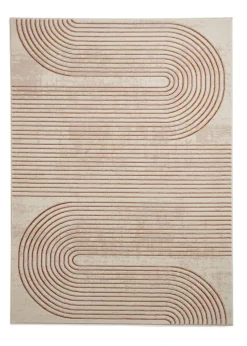 Think Rugs Apollo Bronze/Grey Modern Linear Rectangle Rug