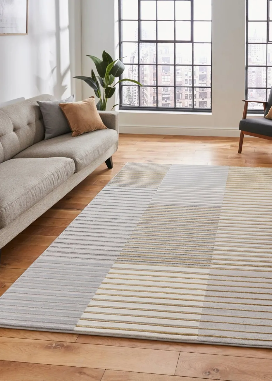 Think Rugs Apollo Grey Modern Linear Rug