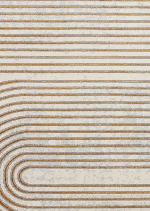 Think Rugs Apollo Grey/Gold Modern Linear Rectangle Rug