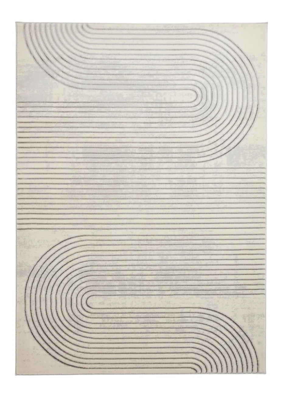 Think Rugs Apollo Grey/Ivory Modern Linear Rectangle Rug