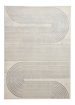 Think Rugs Apollo Grey/Ivory Modern Linear Rectangle Rug