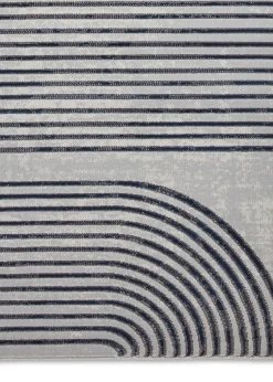 Think Rugs Apollo Grey/Navy Modern Linear Rectangle Rug