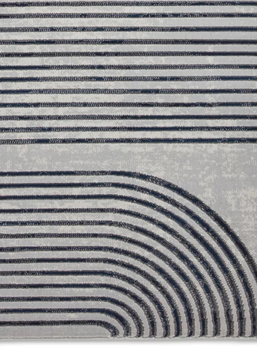 Think Rugs Apollo Grey/Navy Modern Linear Rectangle Rug