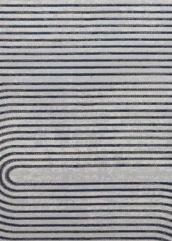 Think Rugs Apollo Grey/Navy Modern Linear Rectangle Rug