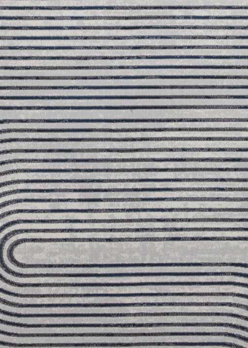 Think Rugs Apollo Grey/Navy Modern Linear Rectangle Rug