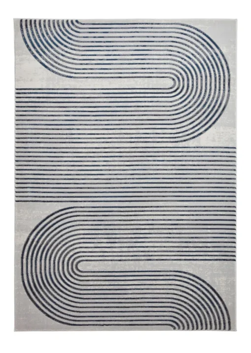 Think Rugs Apollo Grey/Navy Modern Linear Rectangle Rug