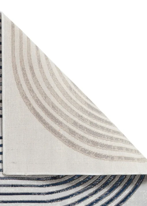 Think Rugs Apollo Grey/Navy Modern Linear Rectangle Rug